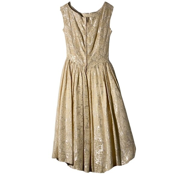 Vintage Satin Damask Wedding Dress - Picture 2 of 11